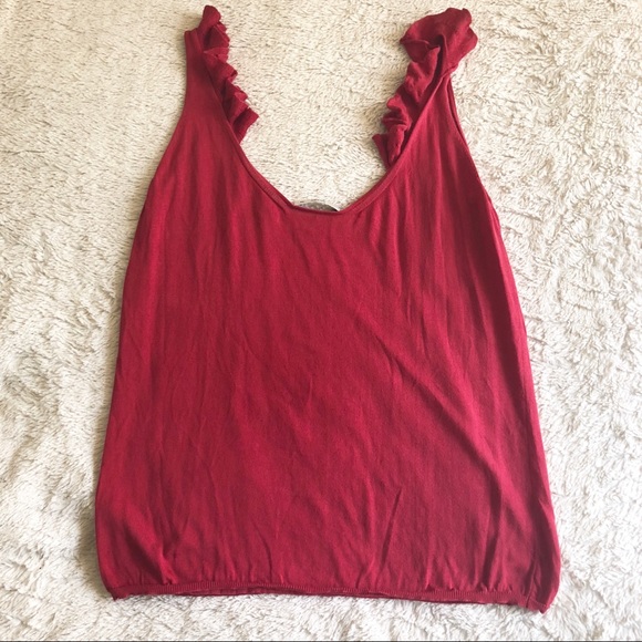 Prada Red Swoop Neck Knit Tank Top Italian Size 42 - Picture 5 of 6